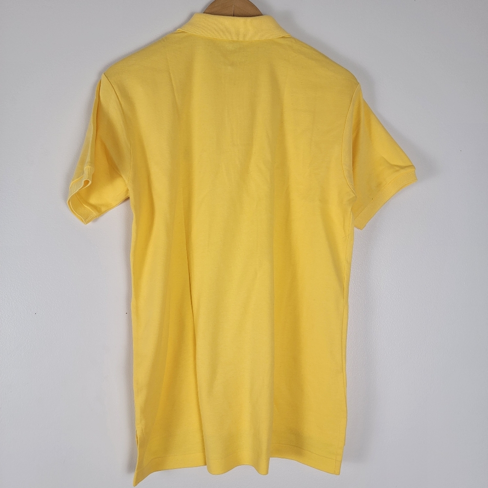 Ralph Lauren Men's Polo Shirt Bright Yellow Blue Pony Large Smooth Cotton Jersey - Picture 5 of 5